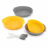 InnovaGoods Set van 4 siliconen manden met handgrepen voor airfryer en 2 keukenkwasten