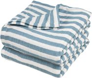 Meyco Baby Fat Stripe Swaddle - 2-pack - Pre-washed Hydrofiel - Jeans Blue - 120x120cm