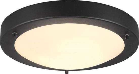 BES LED Trion Condi Badkamer Plafondlamp - Ø310mm - Mat Zwart - IP44 - E27