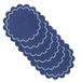 kate spade new york Sint-jakobsschelp rand ronde omkeerbare placemats 6-pack set, kunstleer met metalen print, waterbestendig, gemakkelijk schoon te maken, marineblauw/zilver, 38 cm rond