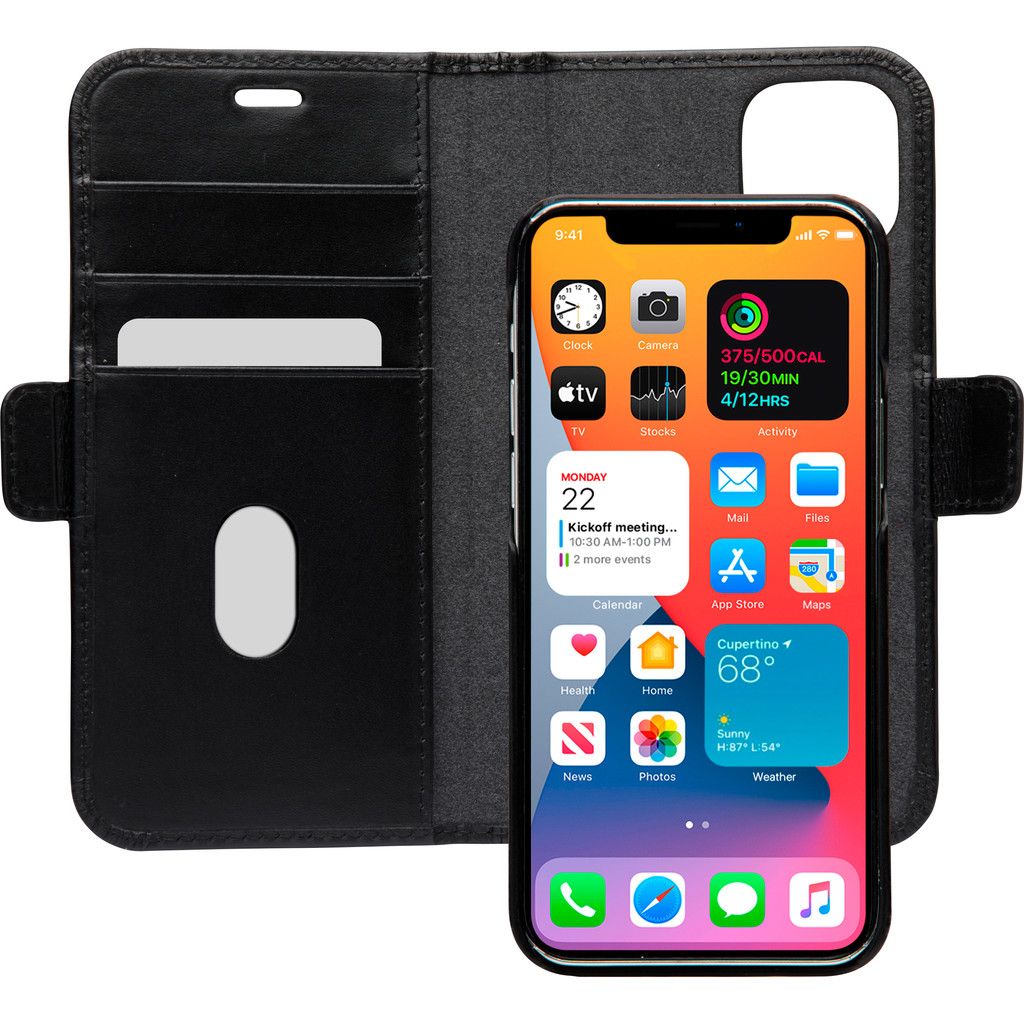D. Bramante Leer Zwart Book Case voor Apple iPhone 12 / 12 Pro
