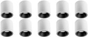 BES LED Opbouwspot 10 Pack - Pragmi Cliron Pro - GU10 Fitting - Opbouw Rond - Mat Wit/Zwart - Aluminium - Verdiept - Ø90mm