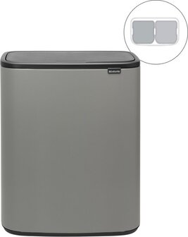 Brabantia Bo Touch Bin Prullenbak - 2 x 30 liter - Mineral Concrete Grey
