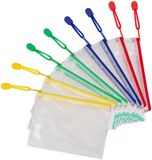 Djois Tarifold Fr 509069 – set met 8 hoezen, kunststof, formaat A6, ritssluiting, documentenhoezen, transparant, voor kantoor, reizen, school, huis, verschillende kleuren