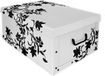 Merkloos / Sans marque Opbergbox - wit met zwarte bloemen - 49 l - 53 x 39 x 24 cm