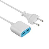 Electraline GummyLine verlengkabel, 2 USB-poorten, 2,4 A, 1,5 m kabel, Wit / Blauw
