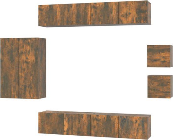 vidaXL 8-delige Tv-meubelset bewerkt hout gerookt eikenkleurig