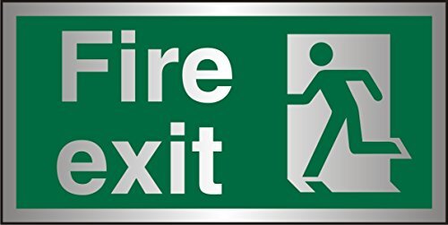 Stewart Superior Seco Fire Exit - Fire Exit & Man Left Sign, 200mm x 100mm - 1.5mm geborsteld aluminium composiet