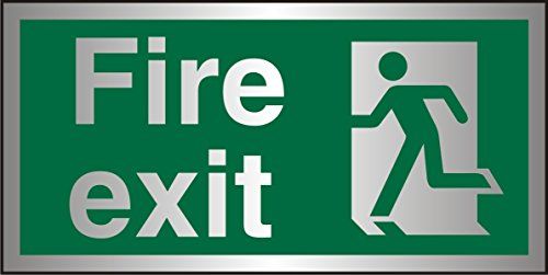 Stewart Superior Seco Fire Exit Sign - 200mm x 100mm - Brushed Aluminum Composite
