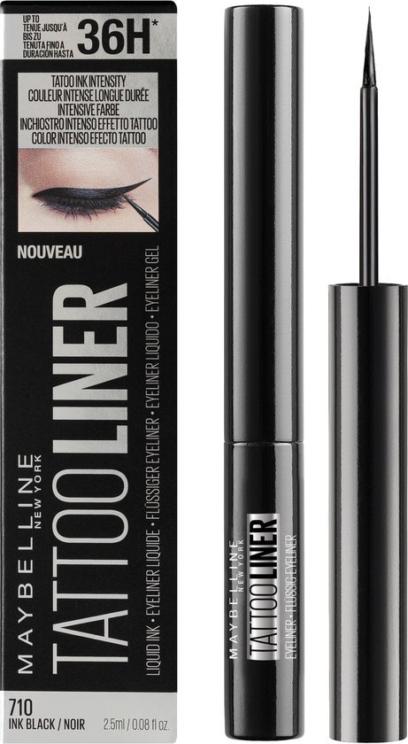 Maybelline Tattoo Liner Liquid Ink 710 Inked Black - Ultra langhoudende liquid eyeliner - Zwarte Dip-in Eyeliner - 1,2 ml