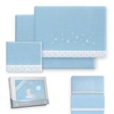 Interbaby - Beddengoedset voor kinderbed, 50 x 80 cm, baby - winterbeddengoed van coralina-stof - model ster maan - bevat lakens + laken + kussensloop