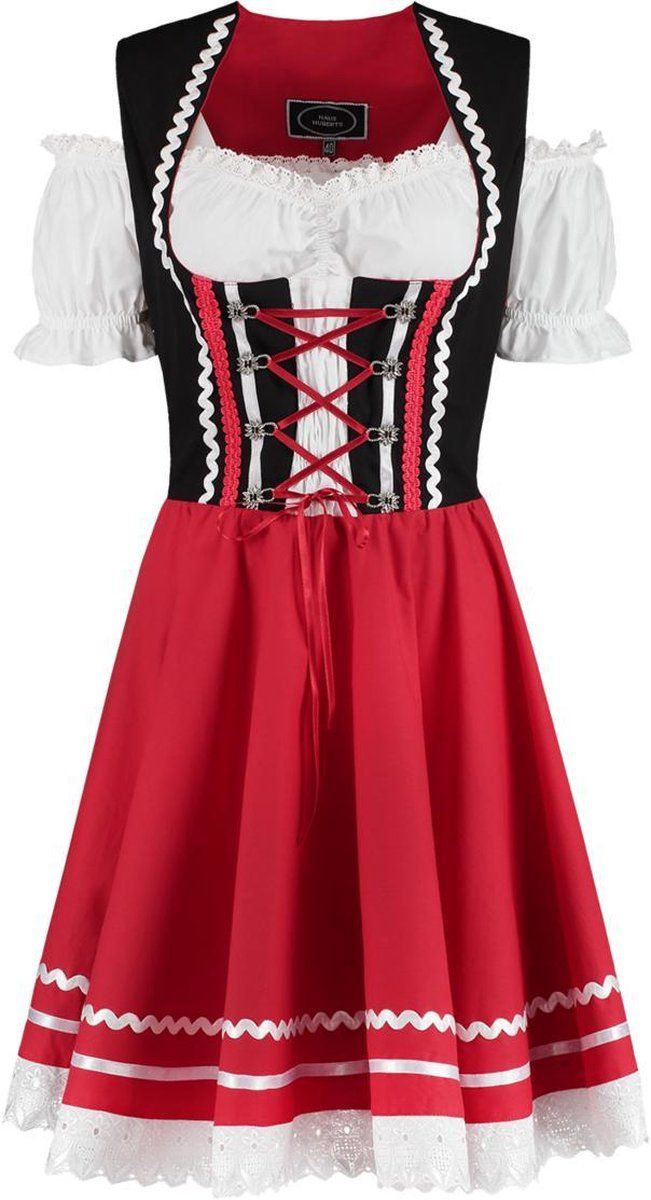 Haus Huberts Dirndl Zwart-Rood 2-delig | Maat 38
