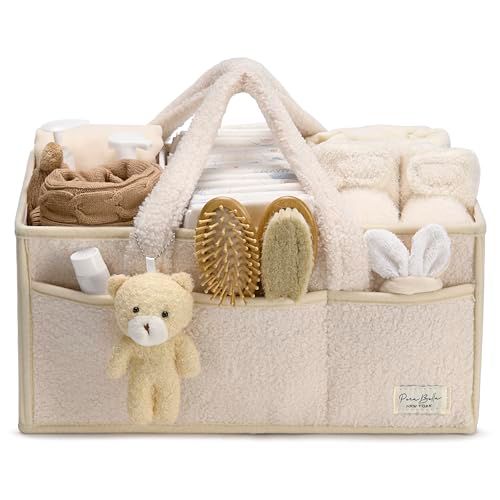 PeraBella Baby luier Caddy Organizer voor luiertafel, Baby opbergmand voor luiers en babydoekjes, cadeau voor babyshower, auto caddy organizer, kinderkamer luierorganizer, draagbare luieropslag