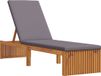 vidaXL Chaise longue Acacia massif huilé naturel avec coussin Marron