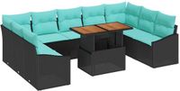 vidaXL Tuinbankenset 10 st 9-Aantal zitplaatsen Zwart en Teal