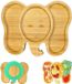 Bamboe Zuigbord Baby/Peuter - Antislip BLW-bord met Zuignap en Kantelbescherming (Olifant Groen)