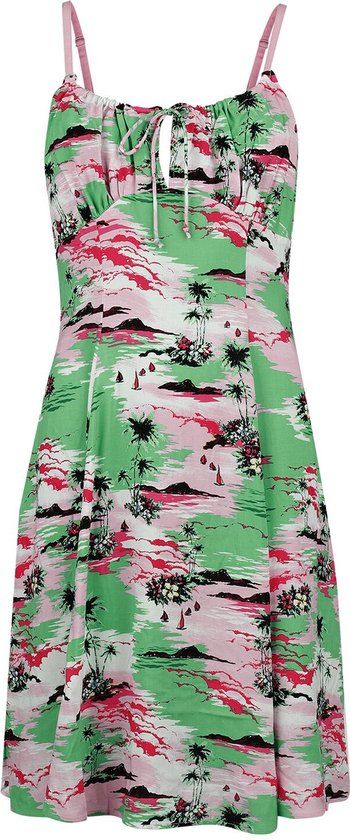 Hell Bunny Kai Knee Dames Midi-jurk - meerkleurig - XXL
