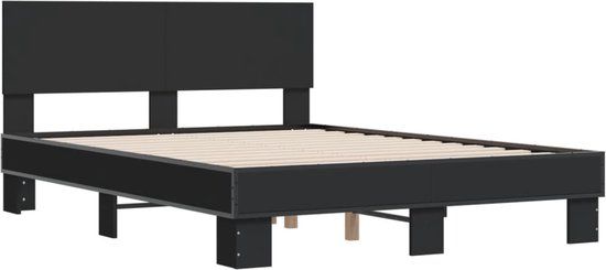 vidaXL Bedframe - 120x200 cm - Zwart - Hout & Metaal