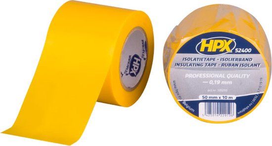 HPX PVC isolatietape - geel 50mm x 10m