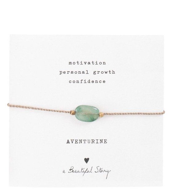 A Beautiful Story Gemstone Card Aventurine Gold Bracelet - Goudkleurig