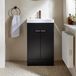 Hudson Reed Cluo Collectie meuble de lavabo gris noir 50cm avec lavabo | poignées profilées en bronze brossé
