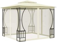 vidaXL Prieel met netten 300x300x265 cm crèmekleurig