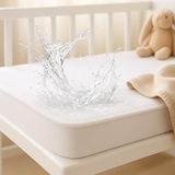 Dudu N Girlie Waterdichte en stille matrasbeschermer voor kinderbed, 120 x 60 cm, ademende badstof, wit