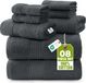 Utopia Handdoeken, 8-delige premium handdoekenset, 2 badhanddoeken, 2 handdoeken en 4 washandjes, 100% ringgesponnen katoen, zeer absorberend, voor badkamer, sporten en hotel (grijs)