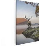 Artaza Canvas Painting Deer By A Lake - 80x120 - Large - Photo On Canvas - Canvas Print