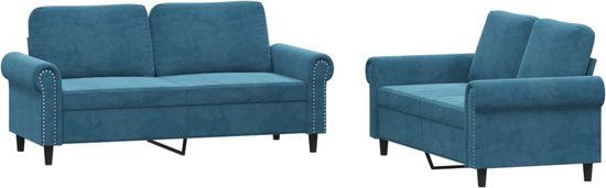 VidaXL 2-delige Loungeset met kussens fluweel blauw