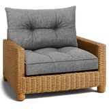 Amazinggirl Kussen Lounge Tuinmeubelen - Set: zitkussen 60x60 cm en rugkussen 40x60 cm Rug Rattan Ideaal voor balkon terras loungeset buiten comfort vulling dik duurzaam Grijs