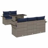 vidaXL Tuinbank Set 6-delig Grijs Polyrattan