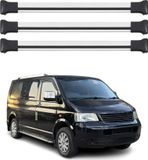 Omac Barres De Toit En Aluminium Compatibles Avec Vw T5 T6 Transporter Multivan Caravelle 2003-2024 – Tüv / Din 75302:2019 – Charge Max 75 Kg – 3 Barres Argent