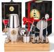 Bar Dedicated Cocktail Shaker Set - 23-Piece - 750 ML - Silver & Wood