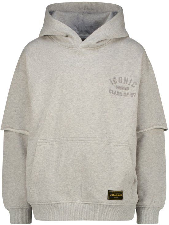 Vingino Nairo Jongens Sweater met Capuchon - Katoen - Grijs Melange - Maat 164
