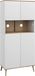 Meuble de cuisine - Meuble micro-ondes - Plan de travail pour micro-ondes - 4 portes - Étagères réglables - Passage de câble - Pieds en bois - Blanc