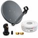 PremiumX Camping-Satellitenantenne, 45 cm, mit Single-LNB, 10 Meter Kabel, 2x F-Stecker