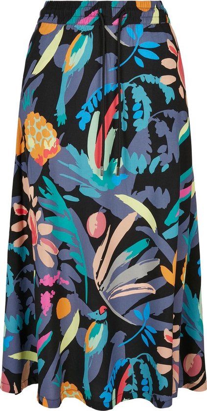 Urban Classics Viscose Midi Rok Dames - Zwart - Maat M