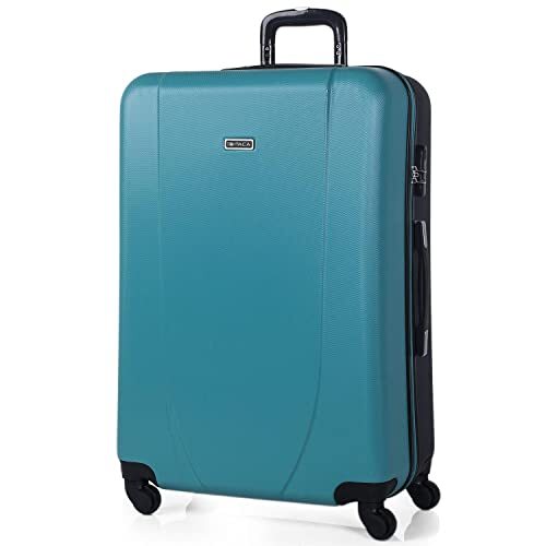 ITACA - Lichtgewicht Koffer Groot - ABS Hard Shell Reiskoffer Groot Reiskoffer - Lichtgewicht Suitcase Big met TSA-Cijferslot - Rigid Large Reis Koffer 4 Wielen Lichtgewicht en R, Turquoise-Anthraciet