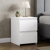 Vida Designs Denver 2 laden groot nachtkastje slaapkamer opbergkist, modern nachtkastje bijzettafel H48 x B39,5 x D 39,5 cm (wit)
