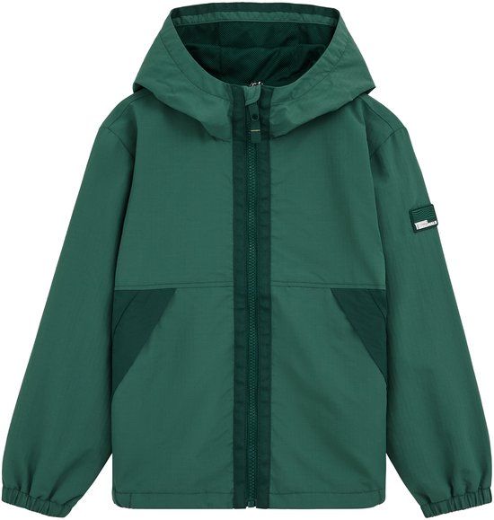 WE Fashion Jongens waterafstotend windjack met capuchon - Dark green - Maat 110/116