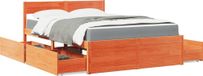 Maison Exclusive - Lit avec tiroirs et matelas, brun cire, 120 x 190 cm, bois massif