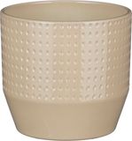 Mica Decorations Pot de fleurs Nola - beige - D16 x H15 cm - points en relief