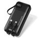 Viesta® Batterie Externe 20 000 mAh Noir – Charge Rapide 22,5 W, PD 20W, Câble USB-C et Lightning Intégré, Écran LCD, Lampe Torche LED, USB-A, USB-C et Dragonne
