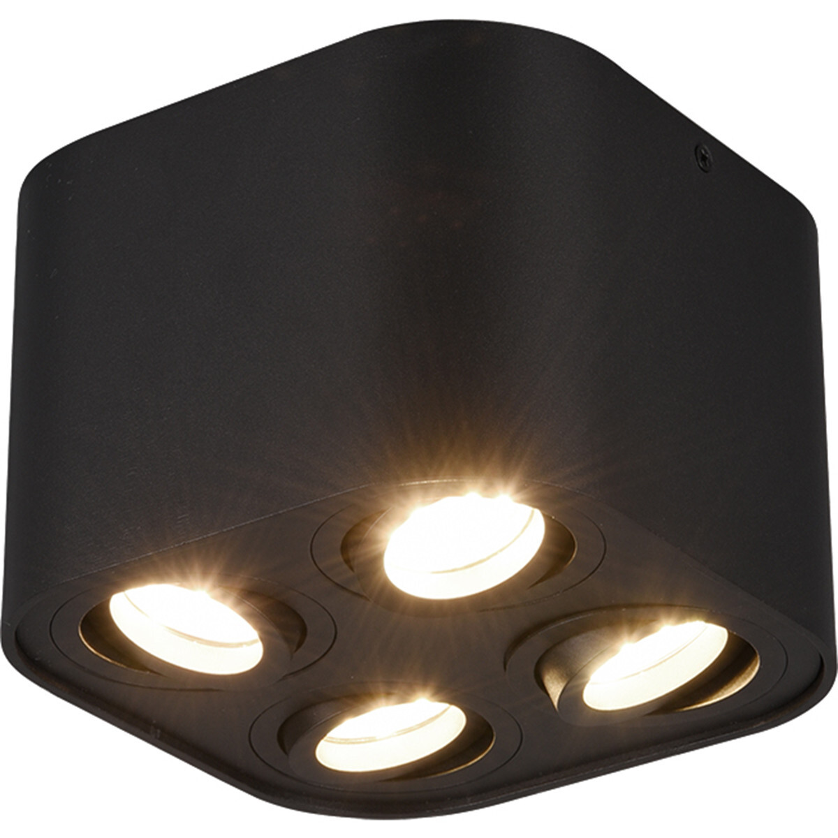 BES LED LED Plafondlamp - Plafondverlichting - Trion Cosmin - GU10 Fitting - 4-lichts - Vierkant - Mat Zwart - Aluminium