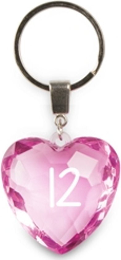 Miko Products sleutelhanger - 12 jaar - diamant hartvormig roze