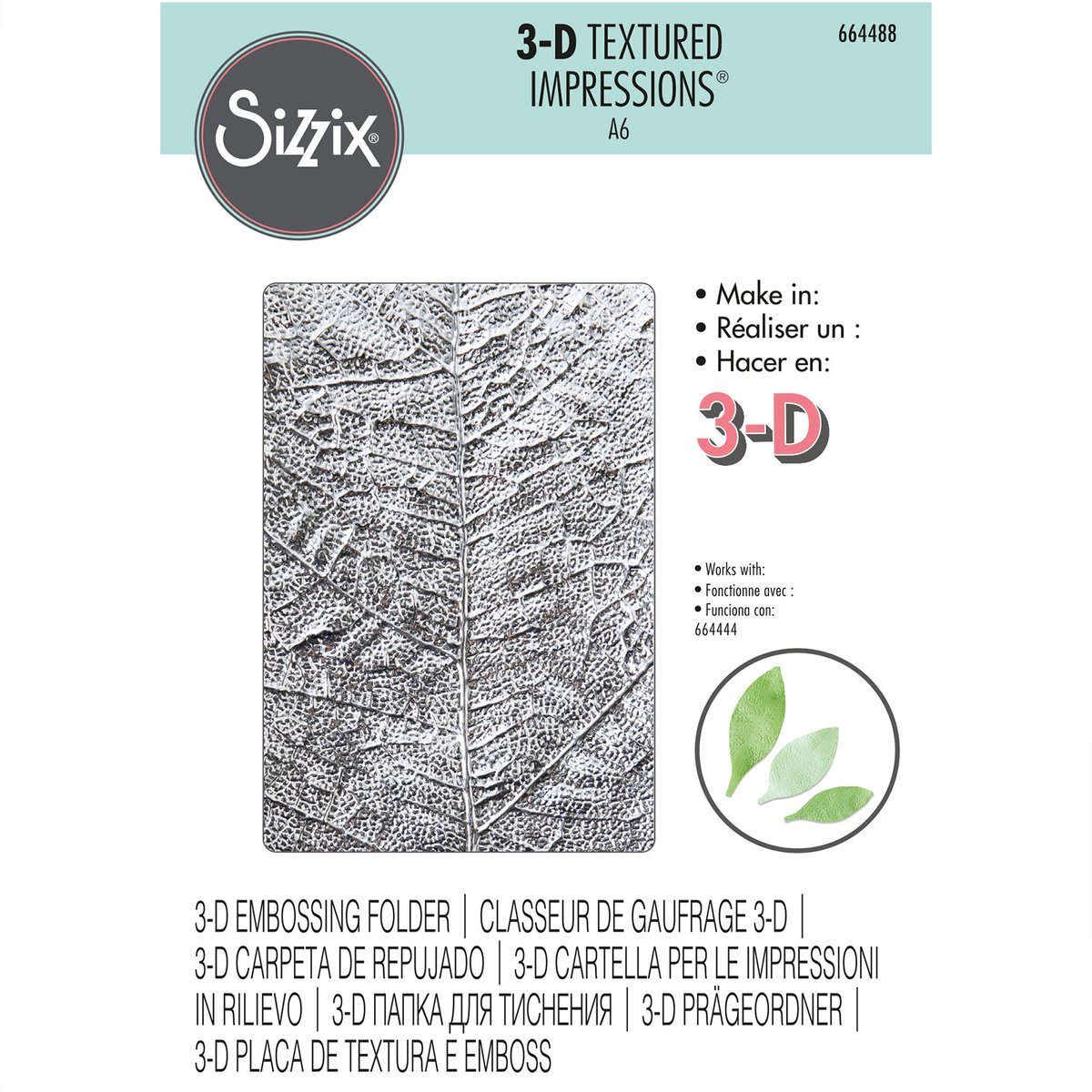 Sizzix 3D Textured Impressions embossing folder leaf vein