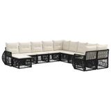 vidaXL Tuinbank Set 11 st Zwart poly rattan