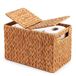 Relaxdays wc-rolhouder, natuur | 6 rollen, HxBxD: 27x40x16,5 cm, waterhyacint, reserverollenhouder