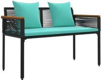 vidaXL Tuinbank 2-zits 117 x 54 x 74,5 cm polyrotan Zwart en turquoise